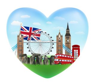 دانلود وکتور لوگوی شکل قلب عشق انگلیس با پرچم انگلستان