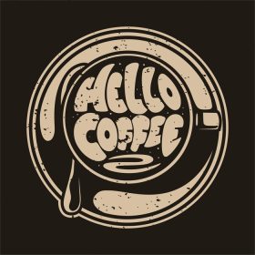 دانلود وکتور شعار قدیمی تایپوگرافی سلام قهوه برای طرح تی شرت