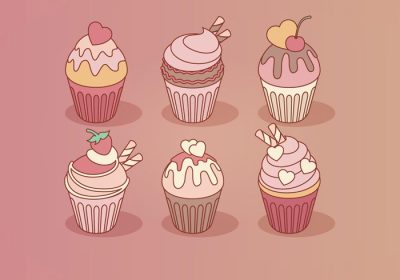 دانلود وکتور گرفتن این مجموعه رایگان کاپ کیک روز ولنتاین امیدوارم از آن لذت ببرید