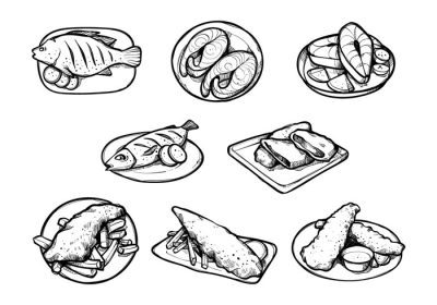 دانلود وکتور رایگان وکتور سرخ کرده ماهی با سبک طراحی دستی برای پروژه بعدی شما