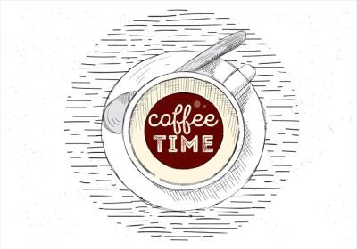 دانلود وکتور تصویر رنگی فنجان قهوه طراحی شده برای برچسب پوستر کارت تبریک وب سند و سایر سطوح تزئینی