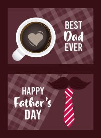 دانلود وکتور کارت تبریک روز پدر با فنجان قهوه و قلب