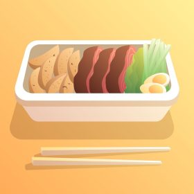 دانلود تصویر برداری وکتور منوی غذای تابستانی در جعبه لوازم غذایی در سفرهای تعطیلات تابستانی