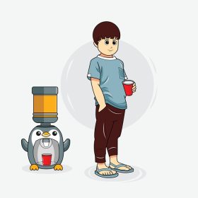 دانلود وکتور وکتور کارتونی بچه ناز آب نوشیدنی