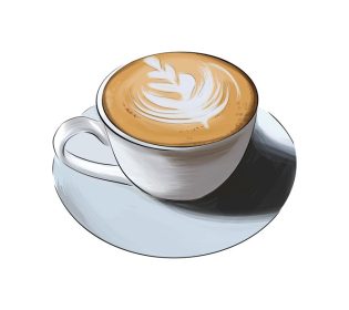 دانلود وکتور فنجان قهوه سفید رویه و نمای کناری کاپوچینو لاته