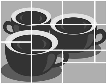 دانلود وکتور قهوه در یک قاب با ترکیبی از خاکستری سفید و سیاه