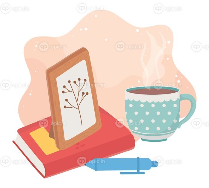دانلود وکتور قاب عکس با وکتور فنجان قهوه