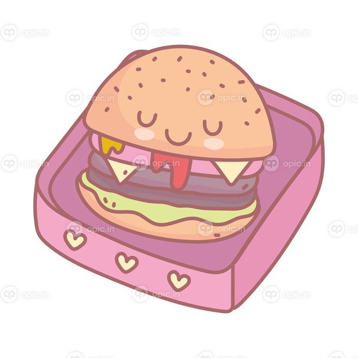 دانلود وکتور برگر غذای آماده منوی رستوران کارتونی تصویر وکتور زیبا