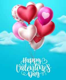 دانلود وکتور ولنتاین روز بادکنک قلب وکتور طرح شاد