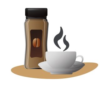 دانلود وکتور قهوه خوشمزه در فنجان سرامیکی و بطری نوشیدنی