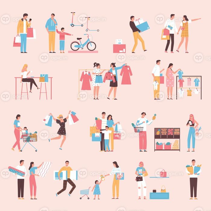 دانلود وکتور خرید مجموعه تخت