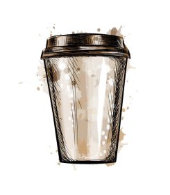 دانلود وکتور فنجان قهوه کاغذی از پاشیدن آبرنگ با دست طراحی شده وکتور تصویر نقاشی