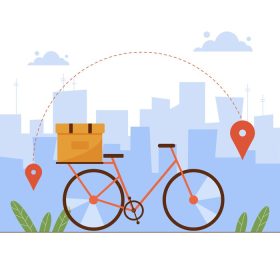 دانلود وکتور تحویل پیک شهری خدمات سازگار با محیط زیست در دوچرخه