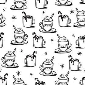 دانلود وکتور الگوی کریسمس با نوشیدنی گرم قهوه زمستانی
