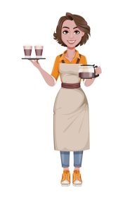 دانلود وکتور باریستای زن در حال سرو قهوه