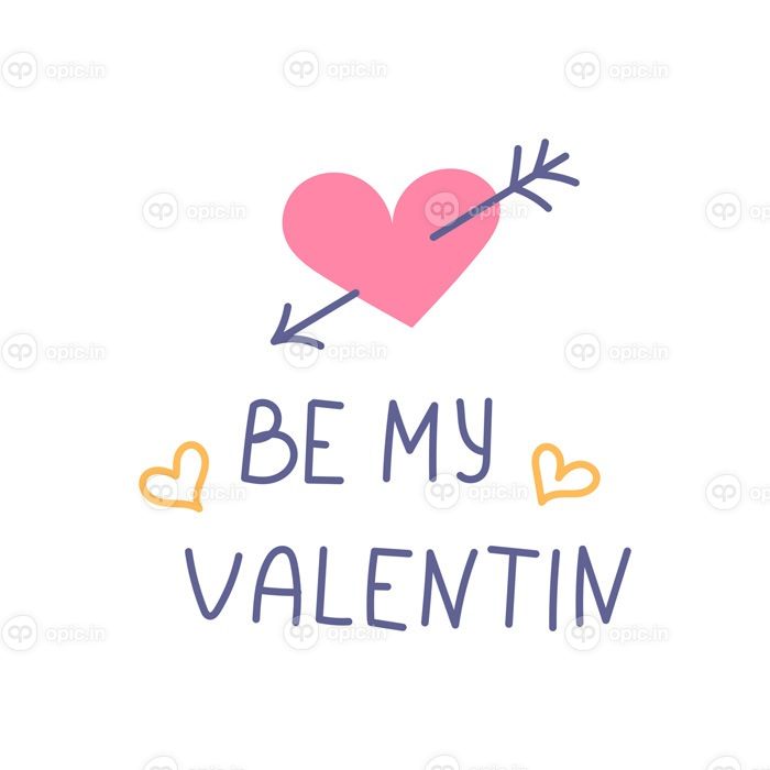 دانلود وکتور قلب با فلش با نوشته be my Valentine