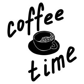 دانلود وکتور زمان قهوه با لیوان نوشیدنی گرم شبح و حروف
