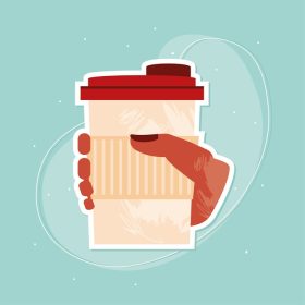دانلود وکتور دست با قهوه در دور ریختنی
