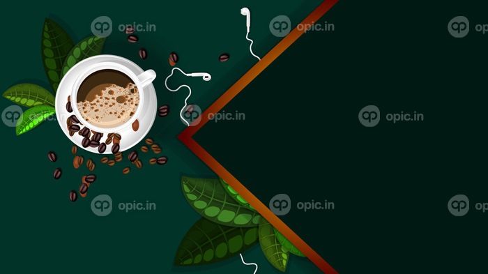 دانلود وکتور وکتور تصویر پس زمینه یک فنجان با نعلبکی پر از نوشیدنی و هدفون مفهوم غوطه ور شدن یک فرد در افکار خود مدیتیشن در طول یک استراحت قهوه eps