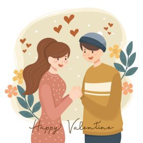 دانلود وکتور زوج شیرین دست در دست در حال جشن ولنتاین