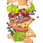 بوکس مرد جنگنده خط پاپ آرت پرتره آرم طراحی رنگارنگ