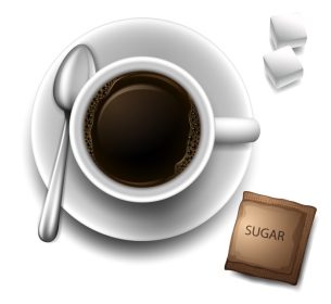 دانلود تصویر برداری از نمای بالا یک فنجان با قهوه در پس زمینه سفید