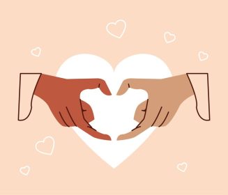 دانلود وکتور نماد قلب با دست های نژادی
