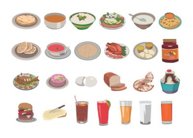 دانلود وکتور غذا و نوشیدنی کتاب کودک تصویرسازی مجموعه نبض روتی برنج