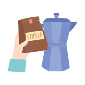 دانلود وکتور روز جهانی قهوه بسته دستی و وکتور موکا دیگ
