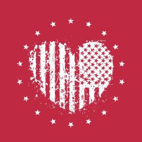 دانلود وکتور قلب انتزاعی با پرچم ایالات متحده آمریکا چاپ تی شرت علامت میهن پرستانه