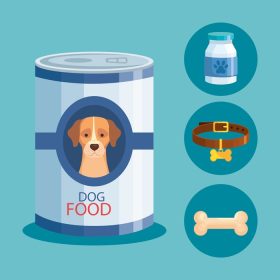 دانلود وکتور غذای سگ در قوطی با آیکون
