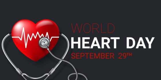دانلود وکتور حروف روز جهانی سلامت با قلب قلب و گوشی پزشکی