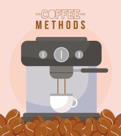 دانلود وکتور روش های قهوه با طرح وکتور فنجان و دانه های ماشینی