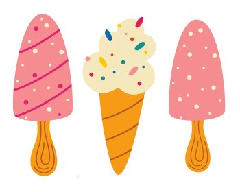 دانلود وکتور ست بستنی با دست ترسیم فست فود شیرین تابستانی