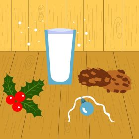 دانلود وکتور لیوان شیر و کلوچه برای تصویر غذای بابا نوئل