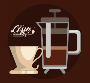 دانلود وکتور روش دم کردن قهوه پرس فرانسوی