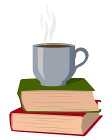دانلود وکتور یک فنجان قهوه روی پشته ای از کتاب