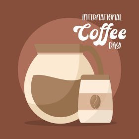 دانلود وکتور روز بین المللی قهوه با طرح وکتور قابلمه و کیسه