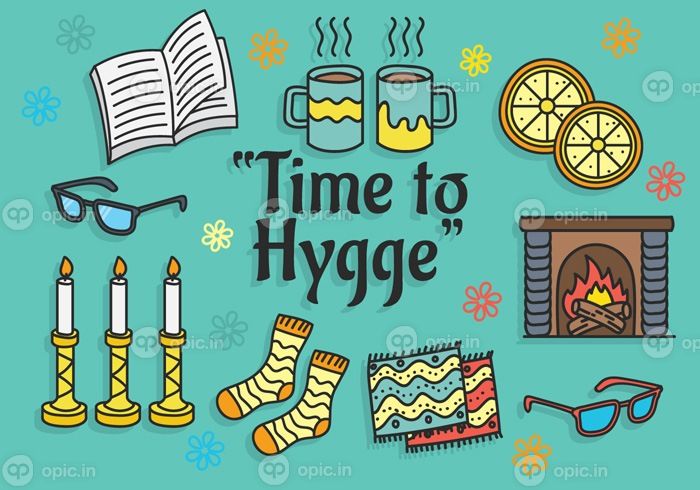دانلود وکتور hygge وکتور تصویر با تایپوگرافی زمان به hygge آماده برای دانلود