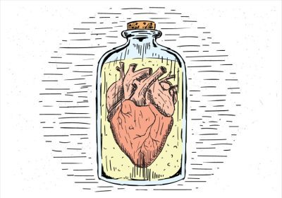 دانلود وکتور وکتور قلب انتزاعی کشیده شده با دست در یک تصویر شیشه ای طراحی شده برای برچسب پوستر کارت تبریک وب سند و سایر سطوح تزئینی