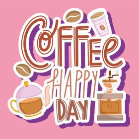 دانلود وکتور قهوه کتیبه روز مبارک