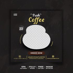 دانلود وکتور قهوه تازه قالب رسانه های اجتماعی