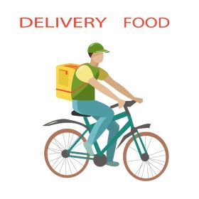 دانلود وکتور پیک دوچرخه غذا را به منزل شما تحویل می دهد