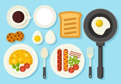 دانلود وکتور رایگان ست صبحانه سالم مفهومی وکتور نمای بالا