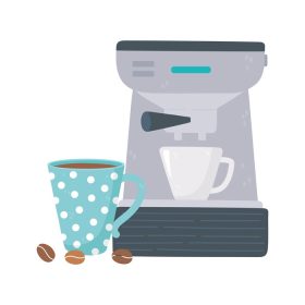 دانلود وکتور روش های دم کردن قهوه دستگاه قهوه ساز با فنجان و دانه وکتور تصویر