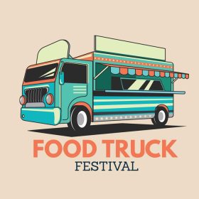 دانلود وکتور تصویر کامیون مواد غذایی زیبا برای بروشور پوستر و بنر برای رویداد