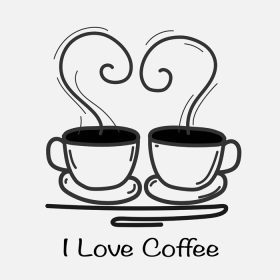 دانلود وکتور من عاشق قهوه با دست ترسیم شده وکتور تصویر دودل هنر
