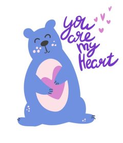 دانلود وکتور خرس ناز یک قلب را در دست دارد کتیبه ترسیم تو من هستی