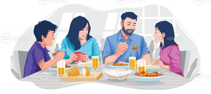 دانلود وکتور گردهمایی خانوادگی در مفهوم صبحانه