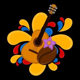 دانلود وکتور گیتار با دانه قهوه و اسپلش رنگی تصویر نماینده کلمبیا
